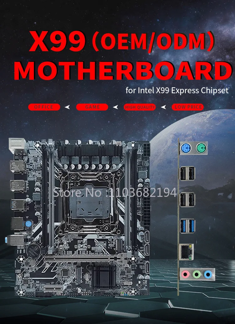 X99LGA2011-3-Pin Placa-mãe do computador, memória de quatro canais Ddr3, E5 Zhiqiang V3v4cpu, novo