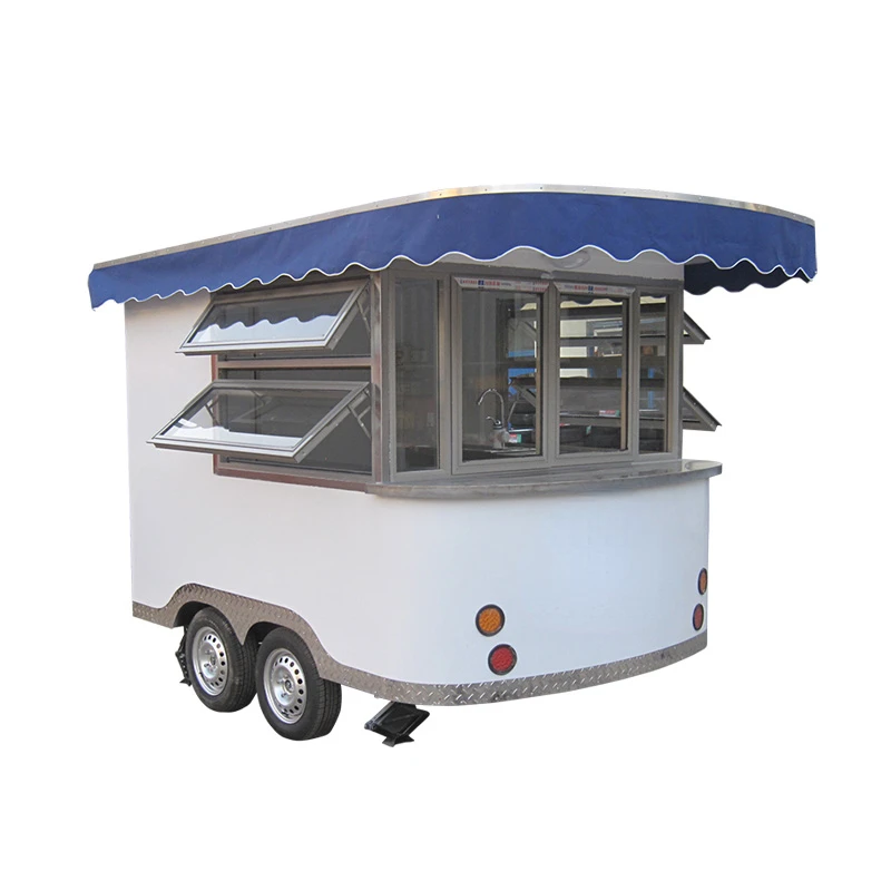 4 Wheels Food Truck Mobile Trailer Street Food Cart for Soft Ice Cream Hot Dog Coffee Cart Vending Kiosk