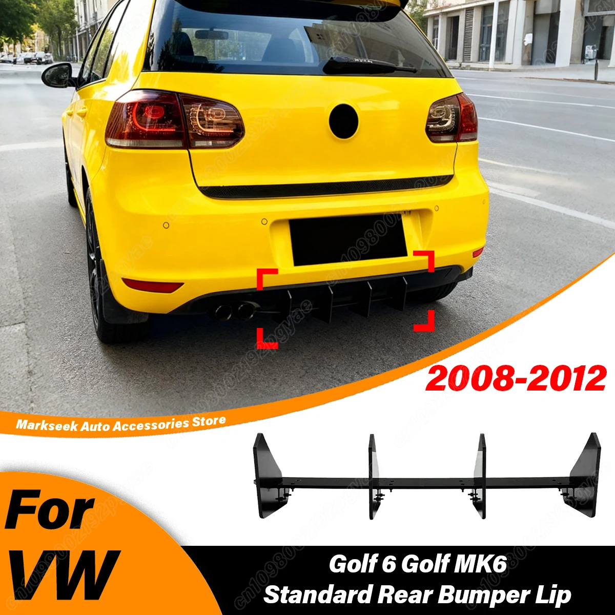 

Для VW Golf 6 Golf MK6 Стандарт 2008 2009 2010 2011 2012 Автомобильный задний бампер Губа Стандартный спойлер ABS Сплиттер Комплект модификации кузова