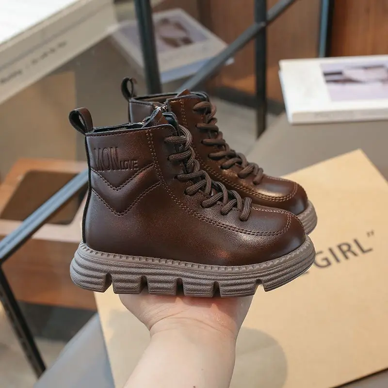 الأطفال 2026 الخريف الشتاء الأحذية النمط البريطاني الدافئة أحذية بوت قصيرة الفتيات الفتيان لينة المضادة للانزلاق صوف مبطن أحذية غير رسمية #4