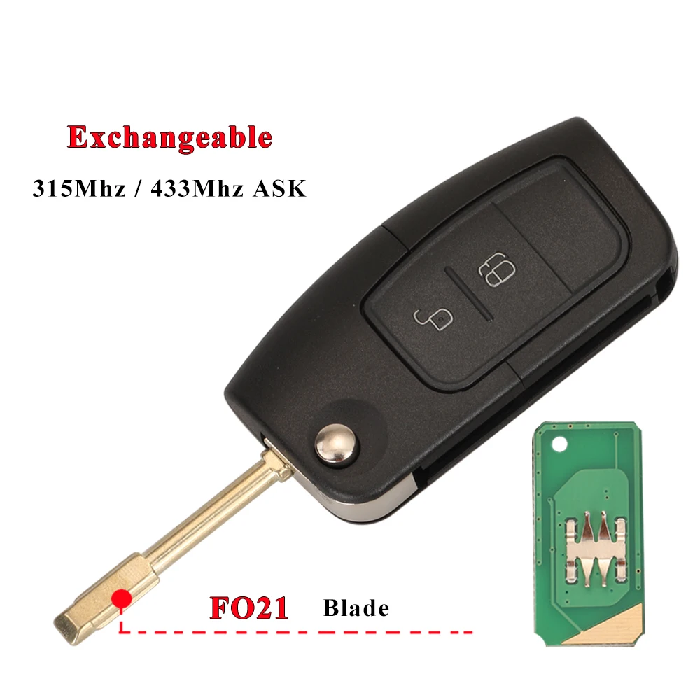 Jingyuqin FRAGEN 315/433 MHz 2/3 Taste Keyless Entry Remote Key Fob Für Ford Focus Mondeo C Max S max Galaxy Fiesta