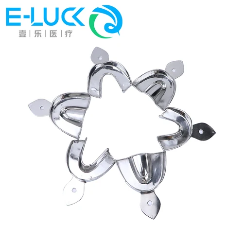 Imagen 2 del producto 6 unids/set bandejas de Metal Dental bandeja de impresión de acero inoxidable para odontología herramientas de dentista sin agujero superior inferior 3 tamaños