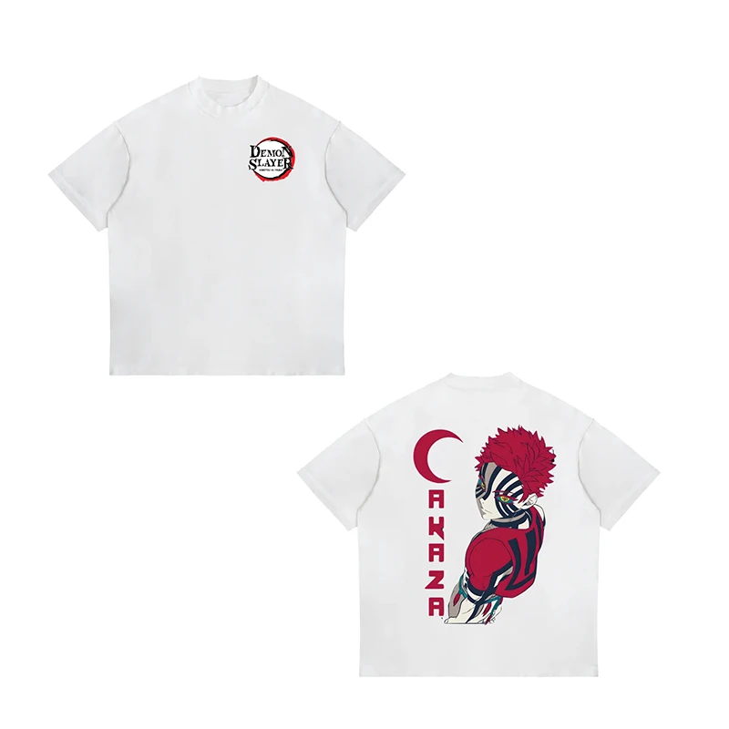 

Популярная мужская хлопковая футболка с двусторонним принтом и рисунком аниме, круглый вырез, модный вариант для женской уличной одежды