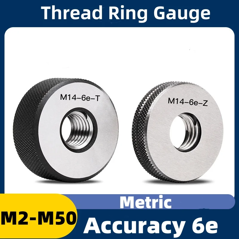 1SET(1*GO+1*NOGO) M2-M50 Non-Standard Metric Fine Tooth Thread Ring Gauge 6e Measure Tool M2M3M4M5M6M8M12M18M20M22M24M27-M50