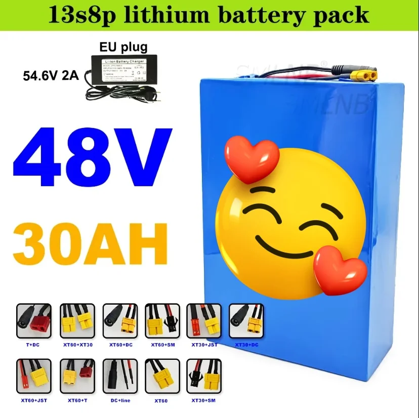 

13s8p Battery Pack New Lithium 48V battery 30ah 48v 30000mAh for Citycoco Motorized Scooter Batteries Built in 50A BMS