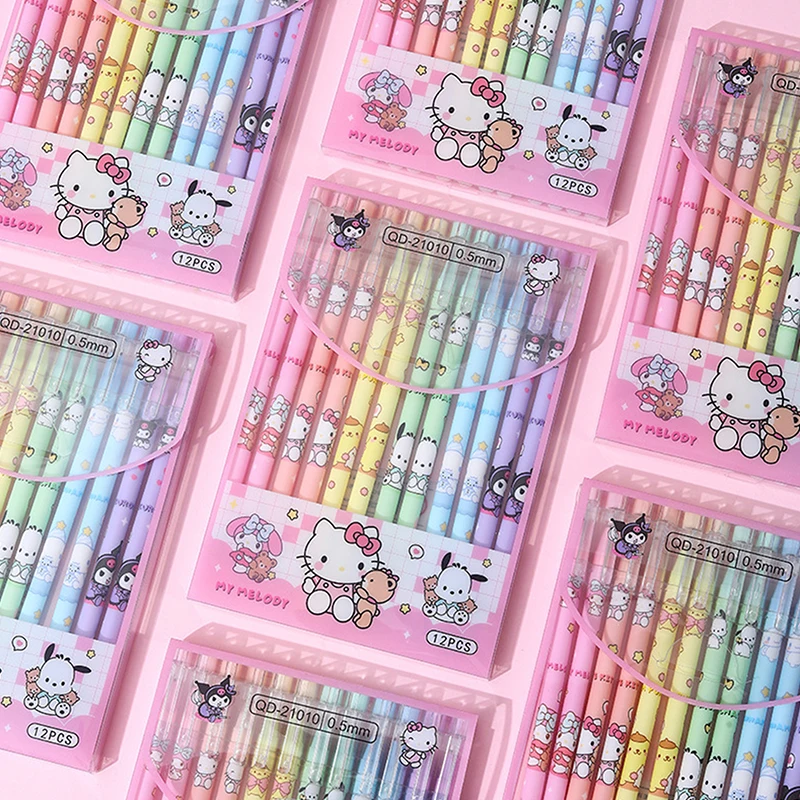 1pcs Sanrio Black Neutral Pen Hellokitty Melody Kuromi Cinnamoroll Roller Ball Pen School Supplies Stationery Wholesale