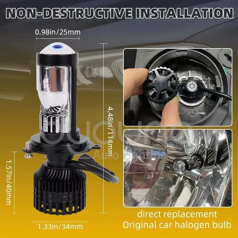 H7 LED H4 Y10 LED Headlight Mini Lens Projector Hi/Low Beam LED H7 H4 Canbus Bulbs 12V 20000LM 6000K LHD for Cars Motorcycles