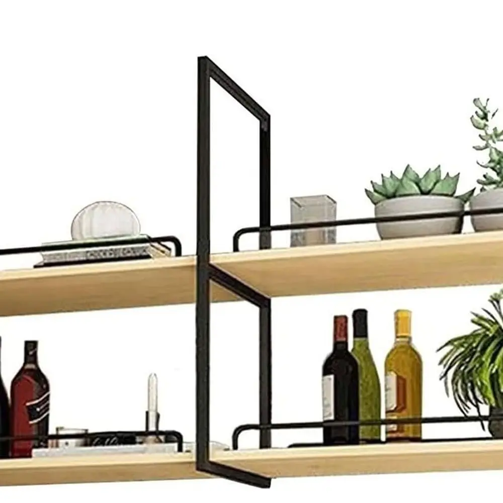 

Подвесная плавающая полка - 120x30x80 см, для растений, цветов, хранения, винная полка, с ограждением, идеально подходит для баров, кухонь и G