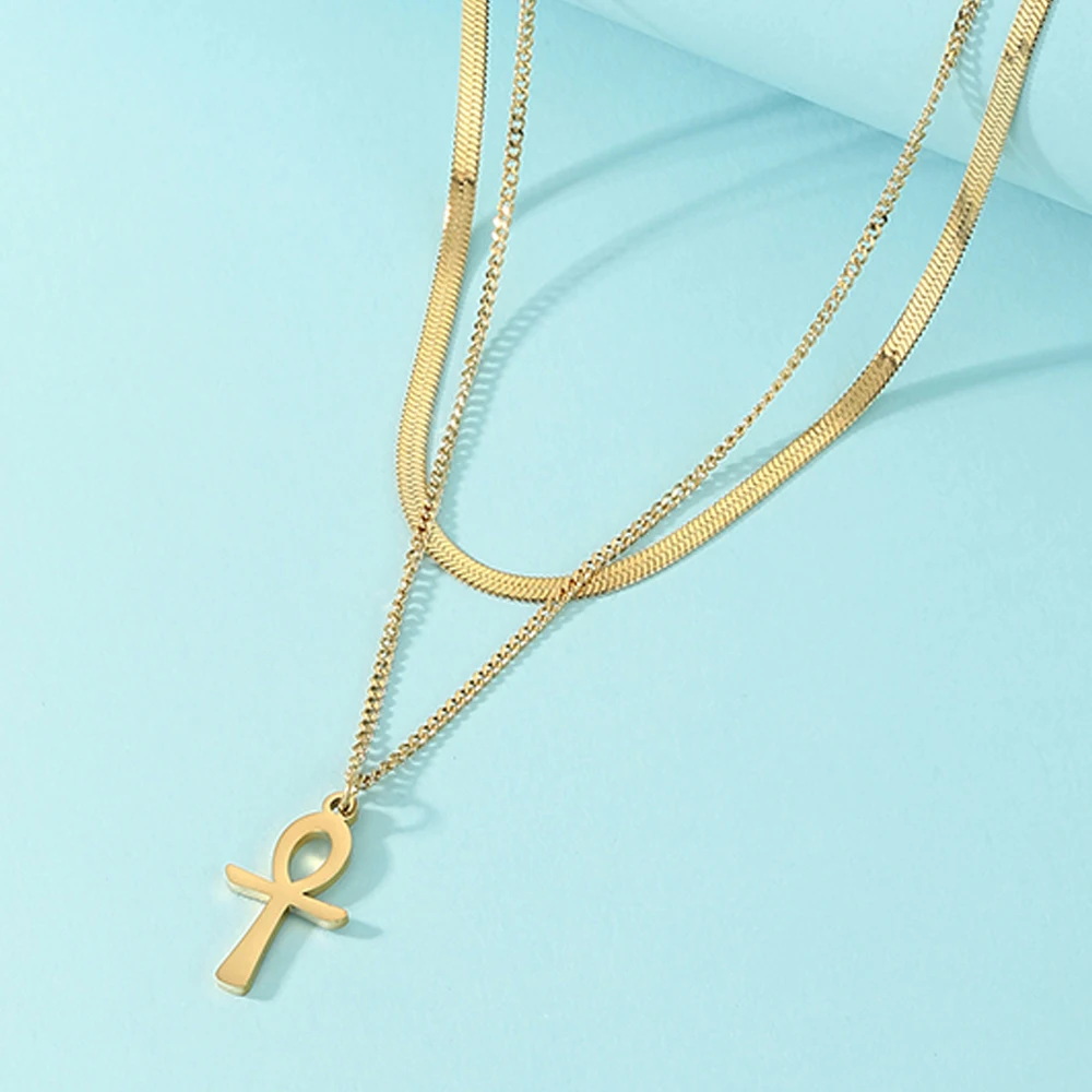 Dawapara Vintage altägyptisches Leben Ankh Kreuz Halskette Amulett des Schutzes religiöser Edelstahlschmuck – Detail 20