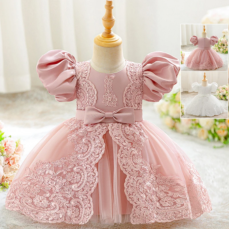 

Платье для девочки-принцессы белое, на 1-й день рождения, модное, для крещения, свадебное, для первого причастия, для малышей