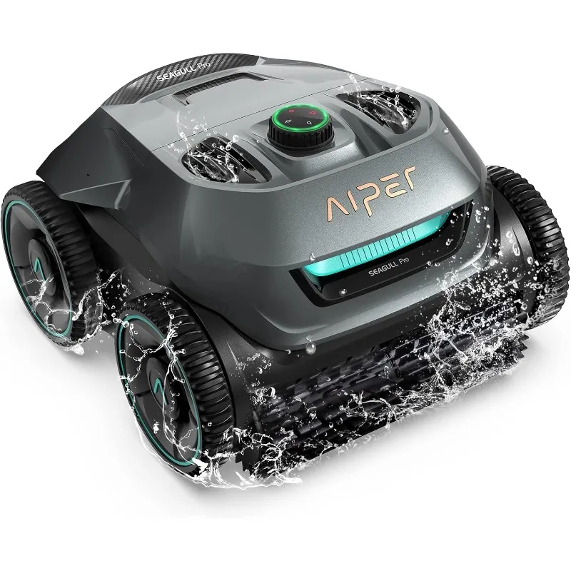 AIPER Seagull Pro Cordless Robotic Pool Cleaner, WavePath Navigation, Wall-Climbing, Quad-Motor, 150 mins Runtime