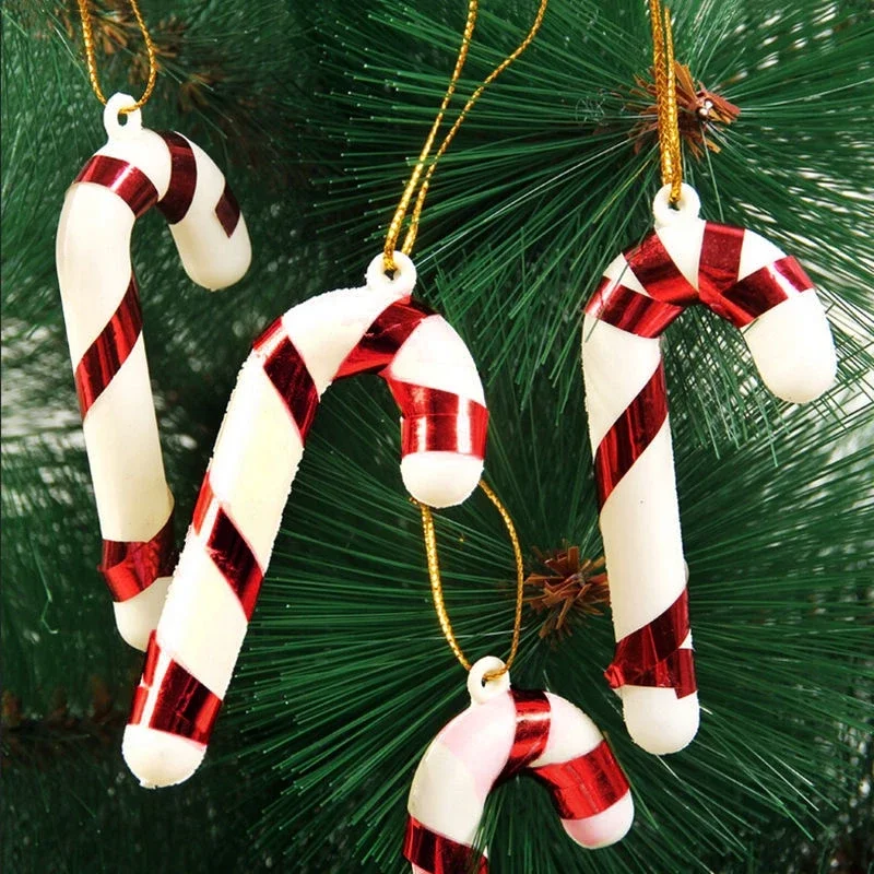 12pcs 2021 New Year Christmas Tree Hanging Candy Cane Crutch Ornaments Noel Xmas Tree Decor Christmas Decorations for Home