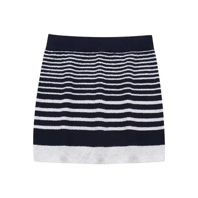 

BabYoung Summer Women Chic Sexy Black White Striped Knitting Skirts Female Fashion Hip Ing A Line Straight Skirt Mujer