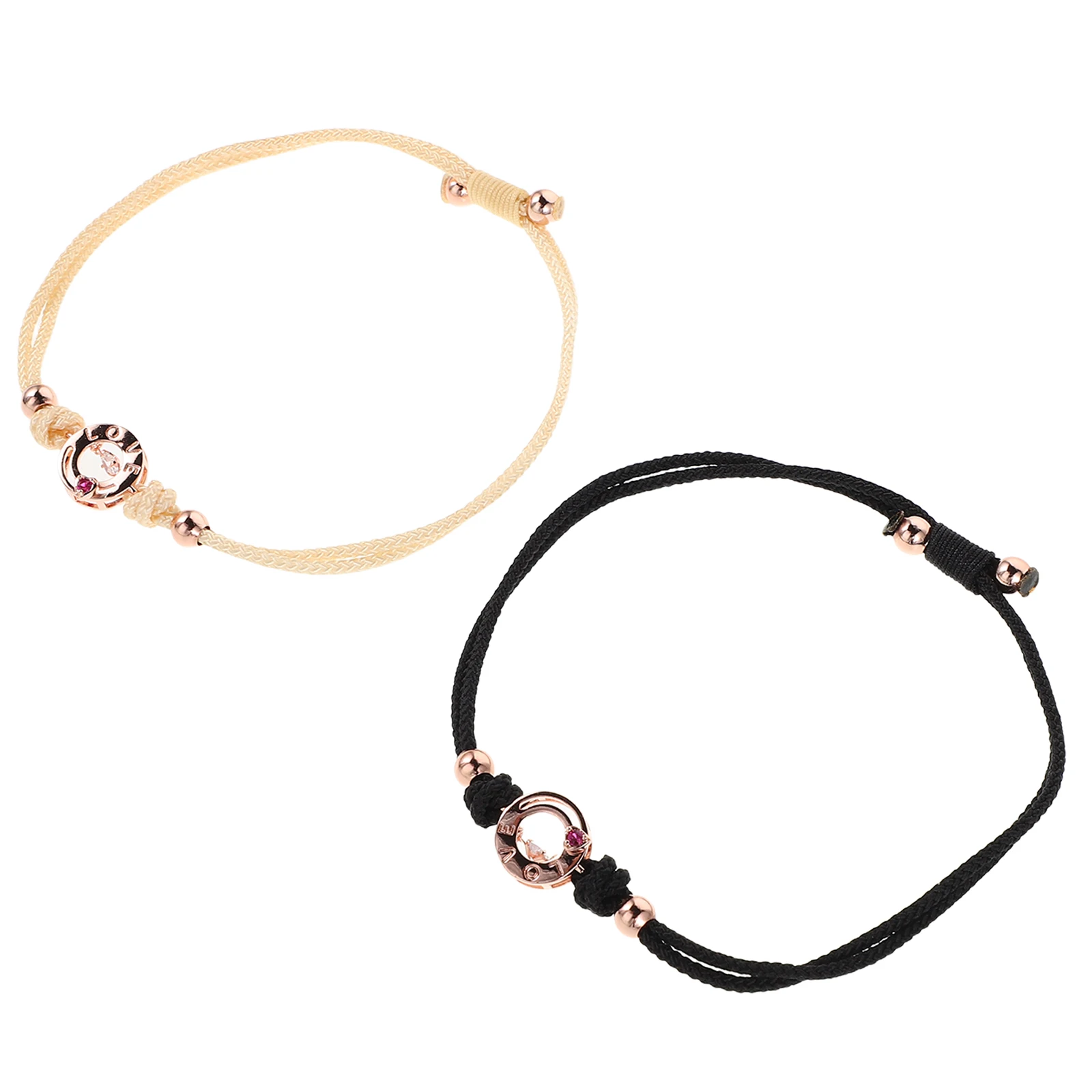 

1 Pair Adjustable Vibration Touch Bracelets Durable Woven For Long Distance Relationship Couples Matching Wristbands Him Her