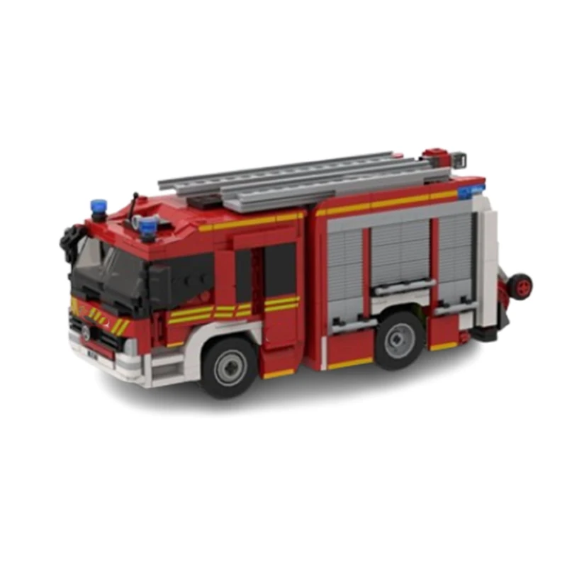 Spot small particle MOC-137461 fire truck rescue truck ladder creative puzzle model building block gift ornament