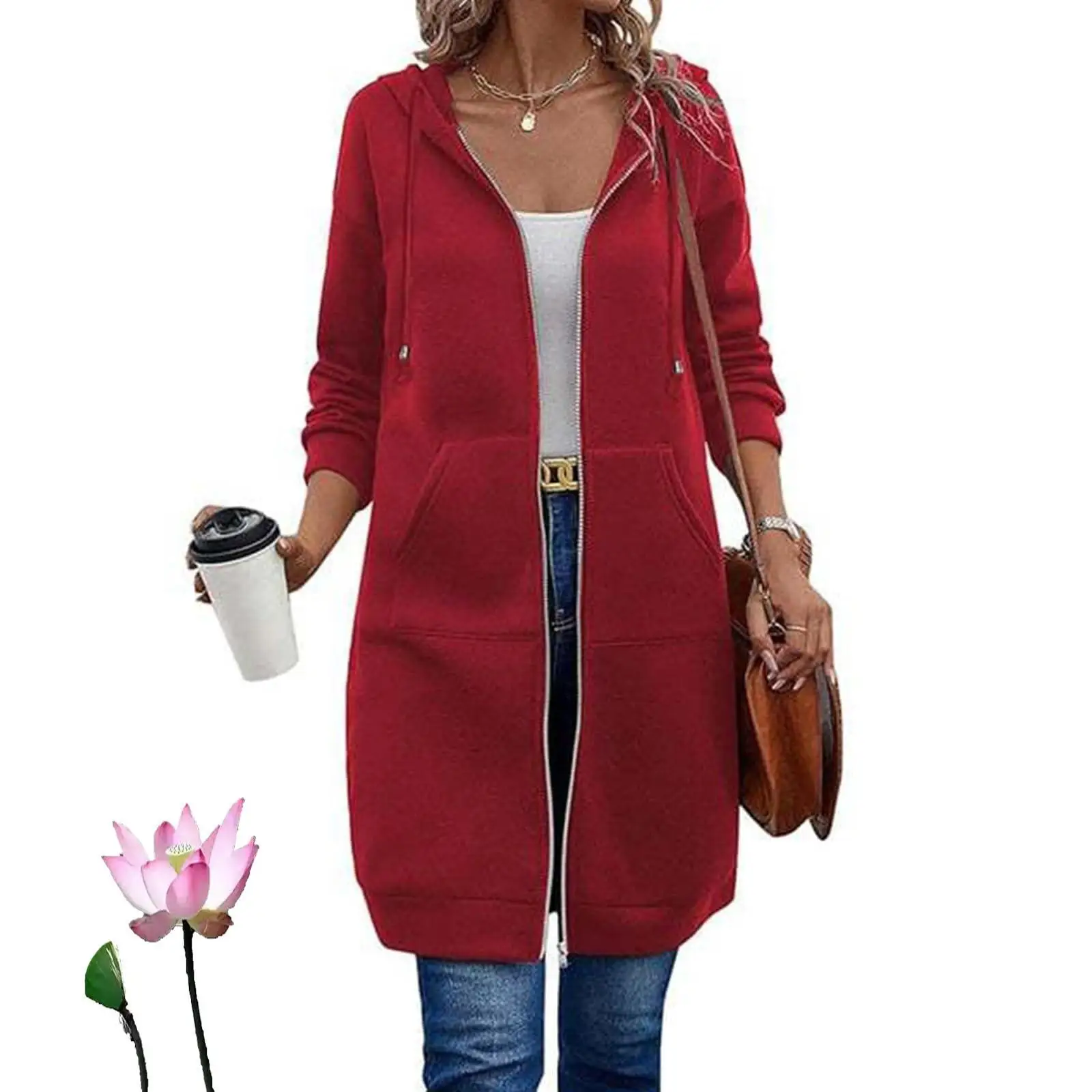 الخريف طويل Sve سترة المرأة Thiened سترة معطف طويل مقنعين Jaet متوسطة طول البلوز المخملية المواد لون نقي