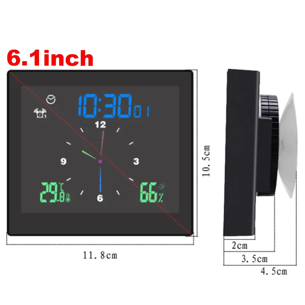 TS-WP10 5inch Digital Weather Station Electronic Thermometer IP65 Waterproof Temperature Humidity Meter Monitor Gauge Home Clock