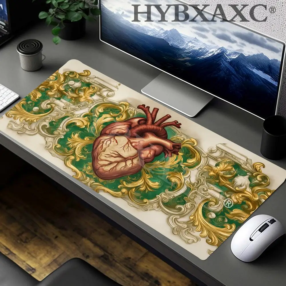 

HYBXAXC Anatomical Heart Baroque Desk Mat Gothic Romantic mouse pad Medical Art Gift, Gaming Keyboard Mats Large Gamer Mousepad