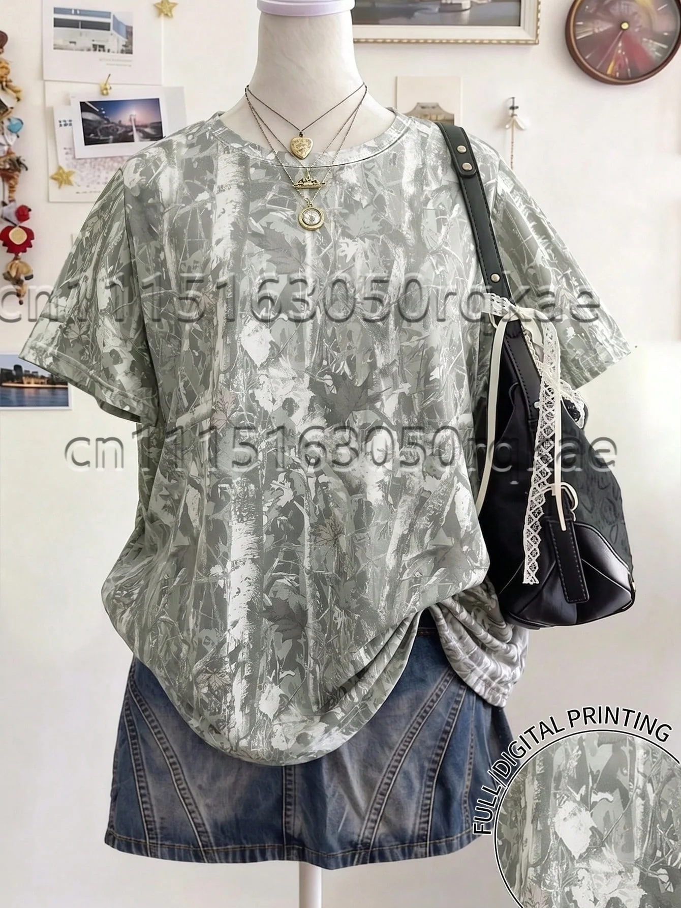 2026 Trendige Damen-T-Shirts mit Streifendesign und Musterdruck, Sommer-Streetwear, Minimalistisches Lässiges Kurzarm-T-Shirt für Damen – Detail 5
