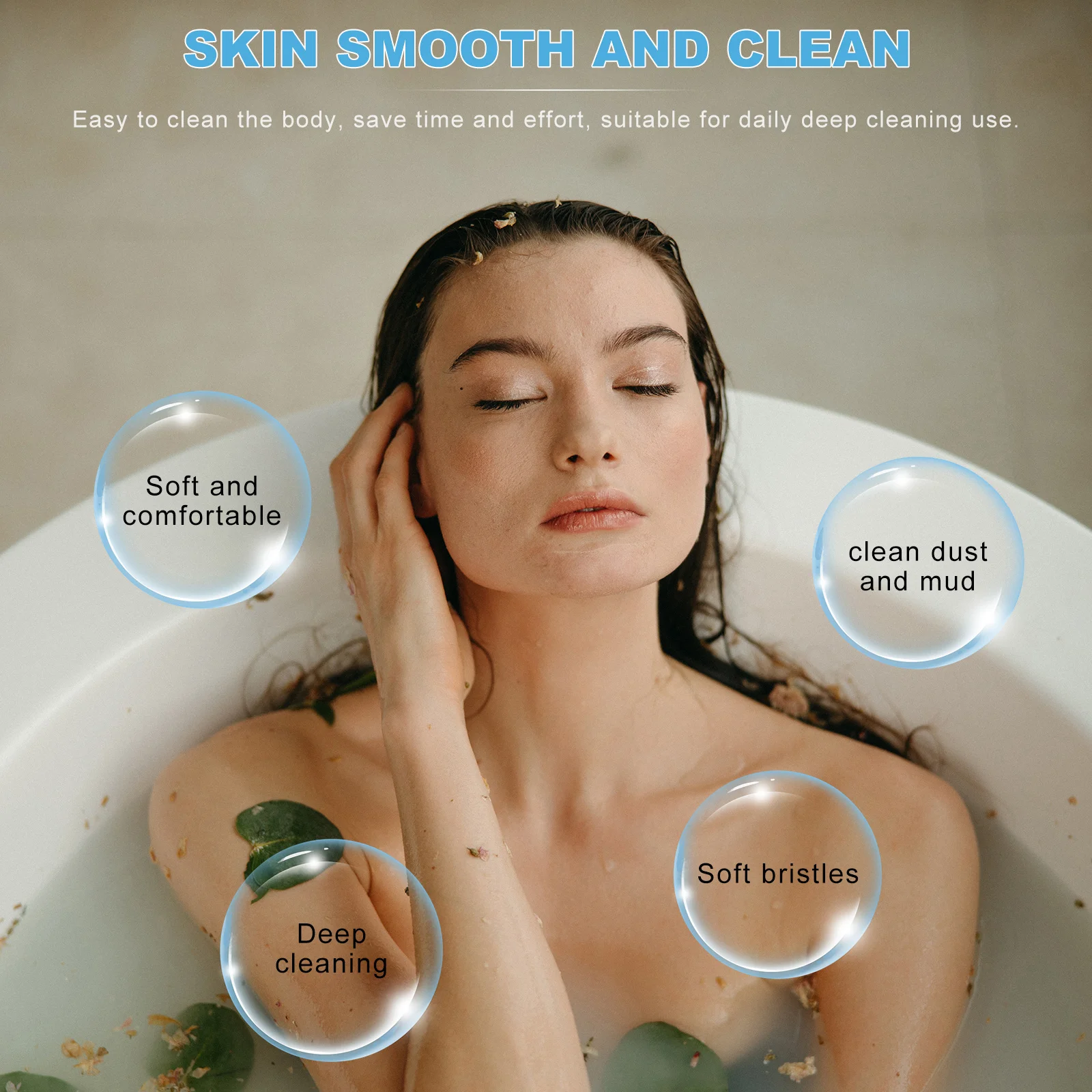 

Premium Loofah Bath Towel Double Side Exfoliating Scrubber for Body Skin Care Smooth Natural Luffa Sponge Blue