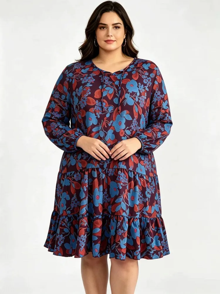 

XL-4XL Plus Size Clothes Dresses Women Spring Autumn Robes Long Sleeve Street Style Casual 3XL 4XL Big Size Dress Oversized