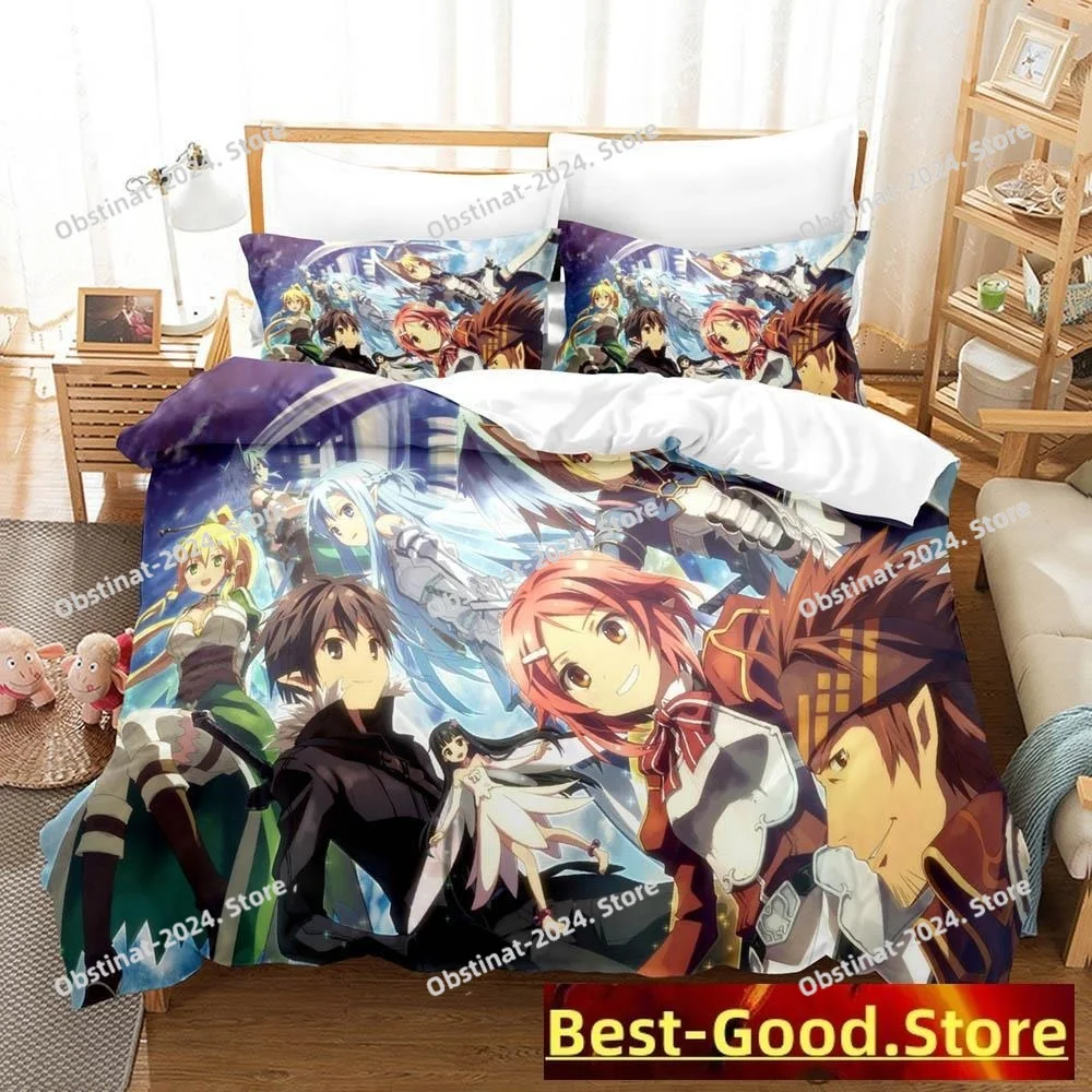 

2023 Sword Art Online II Bedding Set Single Twin Full Queen King Size Bed Set Adult Kid Bedroom Duvetcover Sets Anime Bed