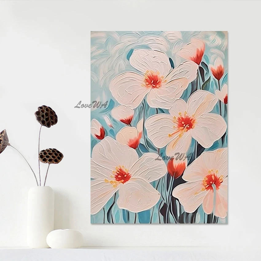 Canvas Roll Wall, Abstract Art Poster, Beautiful Pictures Of Flowers, Handmade Acrylic Oil Paintings, Without Framed Artwork