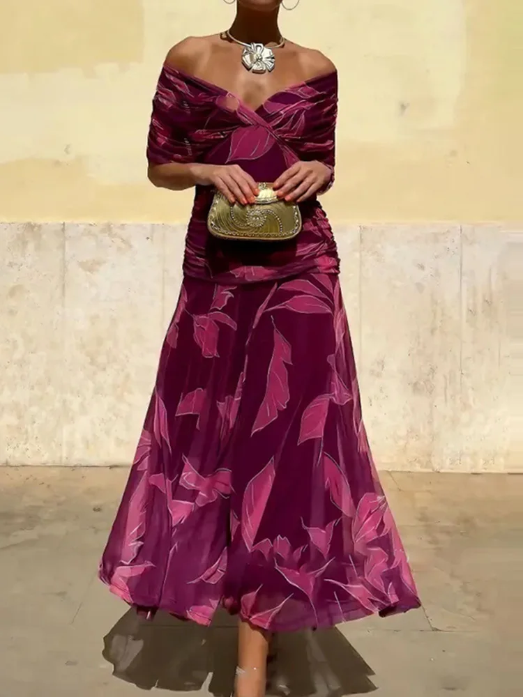 Summer Backless Hollow Boho Dress Womens Sexy Chest Wrapping Mesh Draped Party Dress Spring Solid High Waist Slim Hem Long Dress