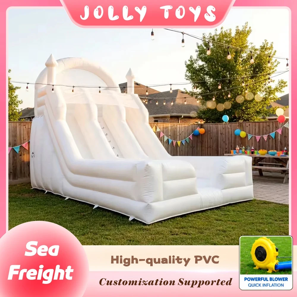 Outdoor Party Slide Castle Large PVC Inflatable Bounce House Castle with Double Slides Commercial Grade for Wedding Birthday