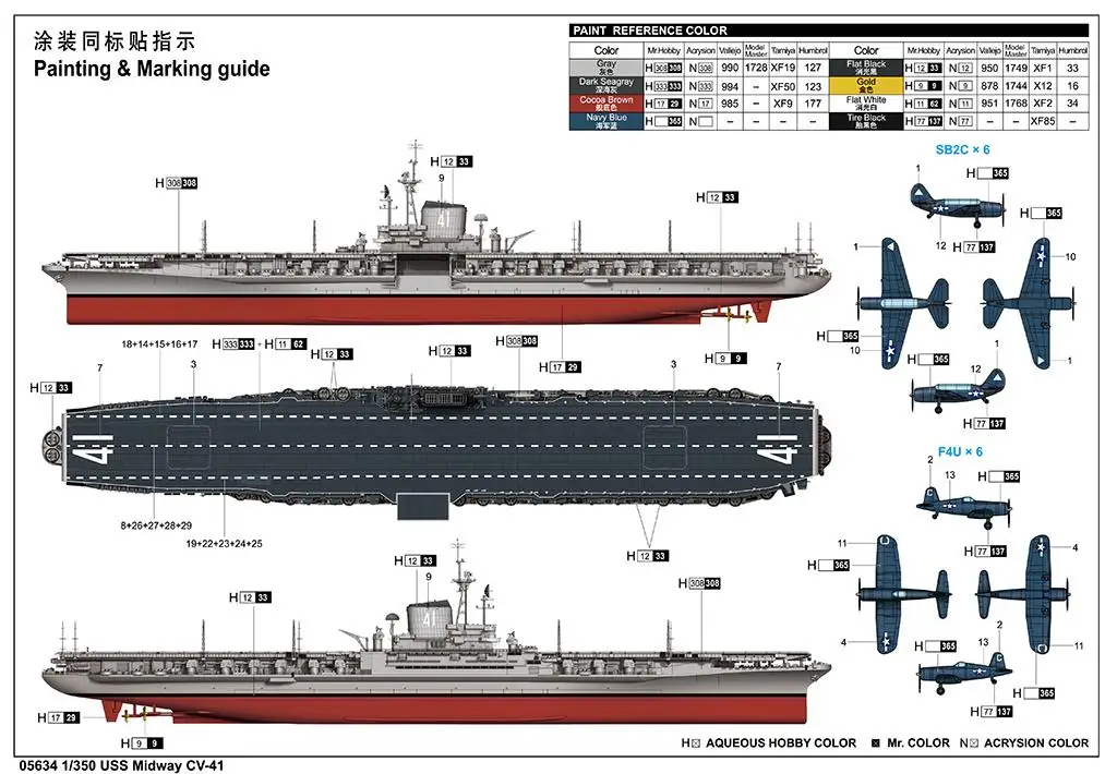 ทรัมเป็ตเตอร์05634 1/350ชุดโมเดลโมเดล05634 MT-LB auss Midway CV-41