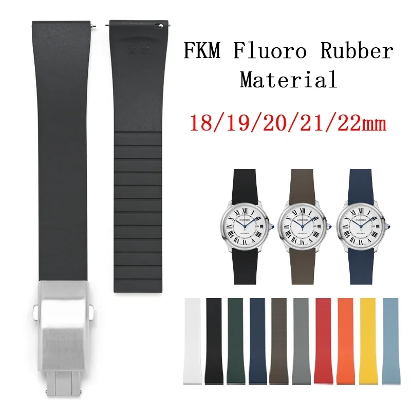 

Fluoro Rubber Strap 18mm 19mm 20mm 21mm Quick Release CTS Deployant Adjustable Clasp Fluororubber Watchbands For Cut To Size