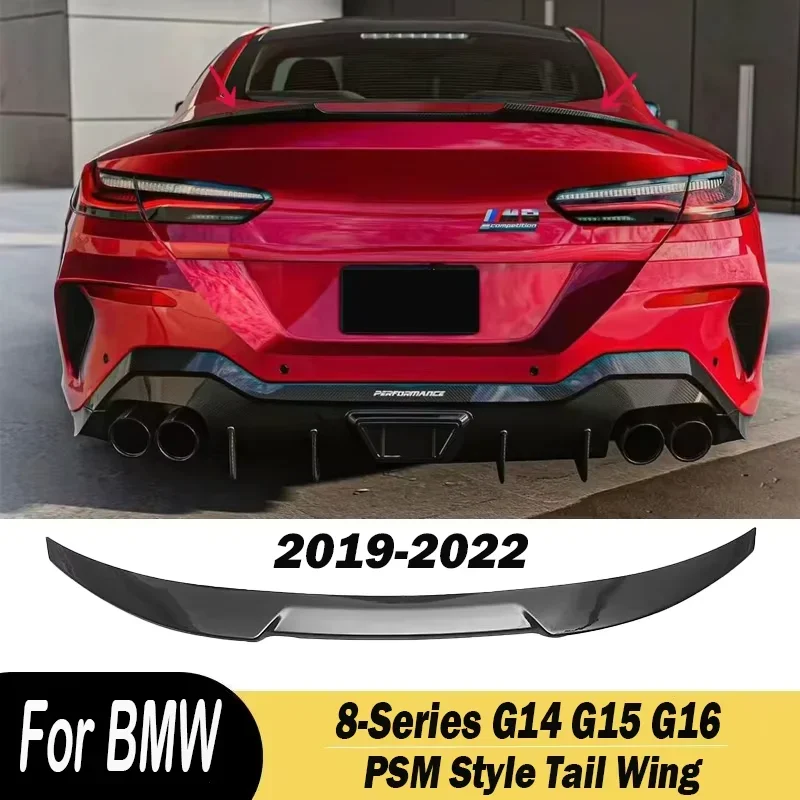 PSM Style Tail Wing Rear Trunk Spoiler Tail Wing Lip Spoilers For BMW 8-Series G14 G15 G16 2019 2020 2021 2022