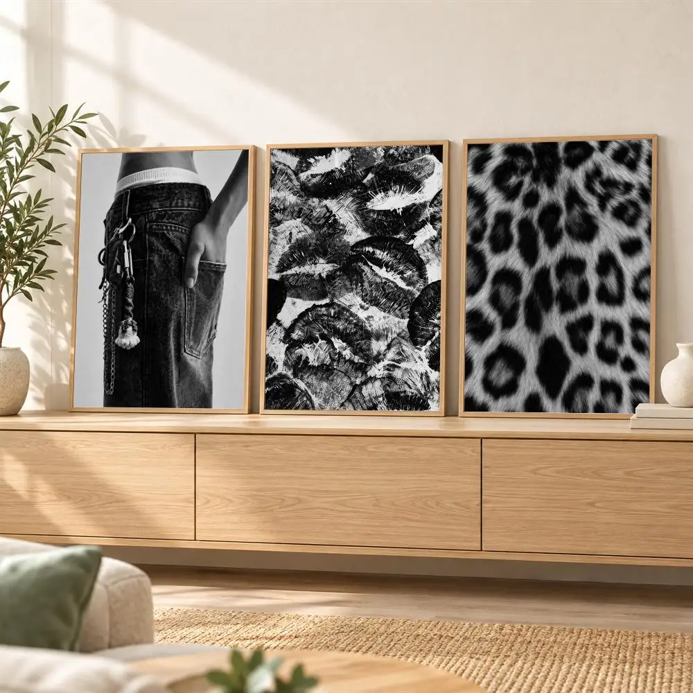 Y2K Fashion Panel Painting Calligraphy 3 Pieces Canvas Poster Set Wall Art for Bedroom Living Room Home Decor Gift