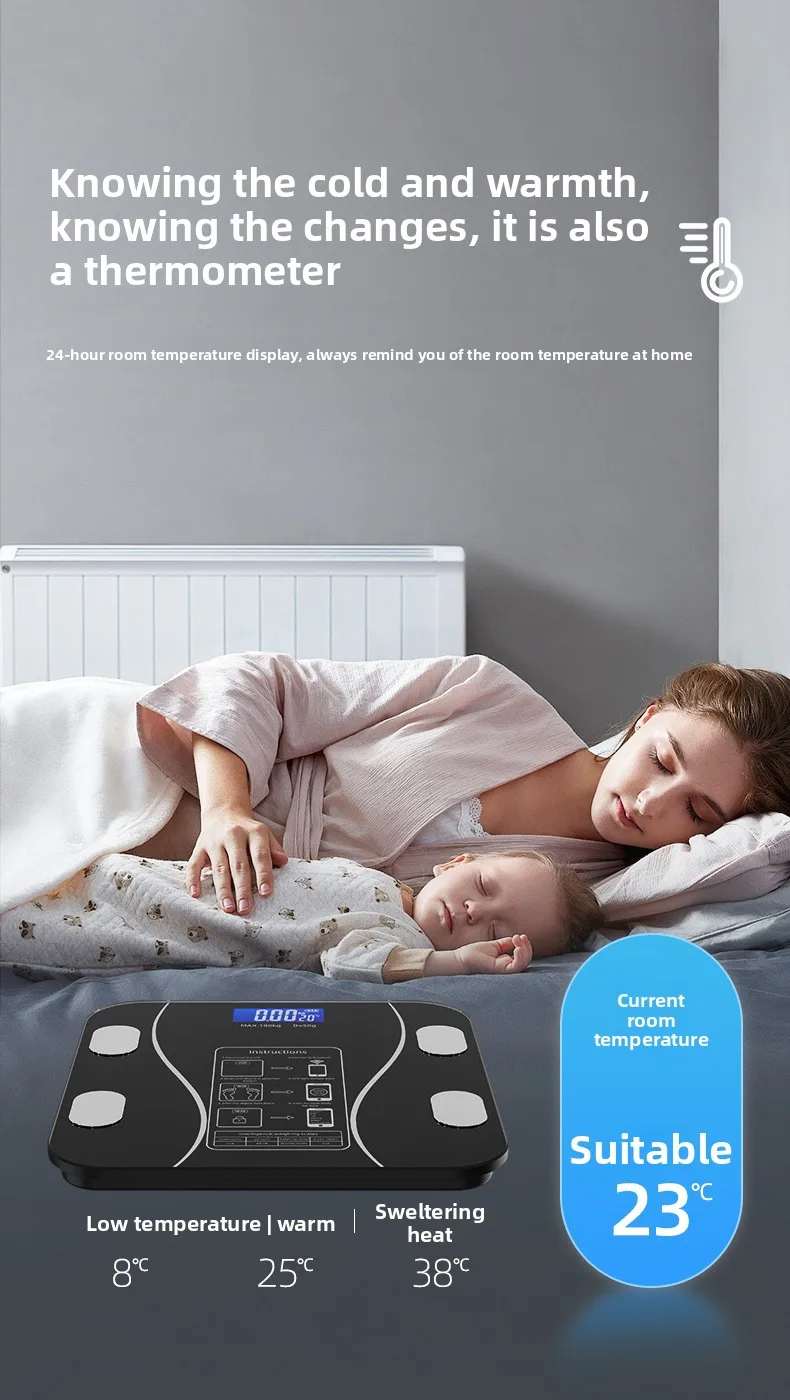 Smart Bluetooth Body Fat Scale Rechargeable Electronic Weighing_voghion.com