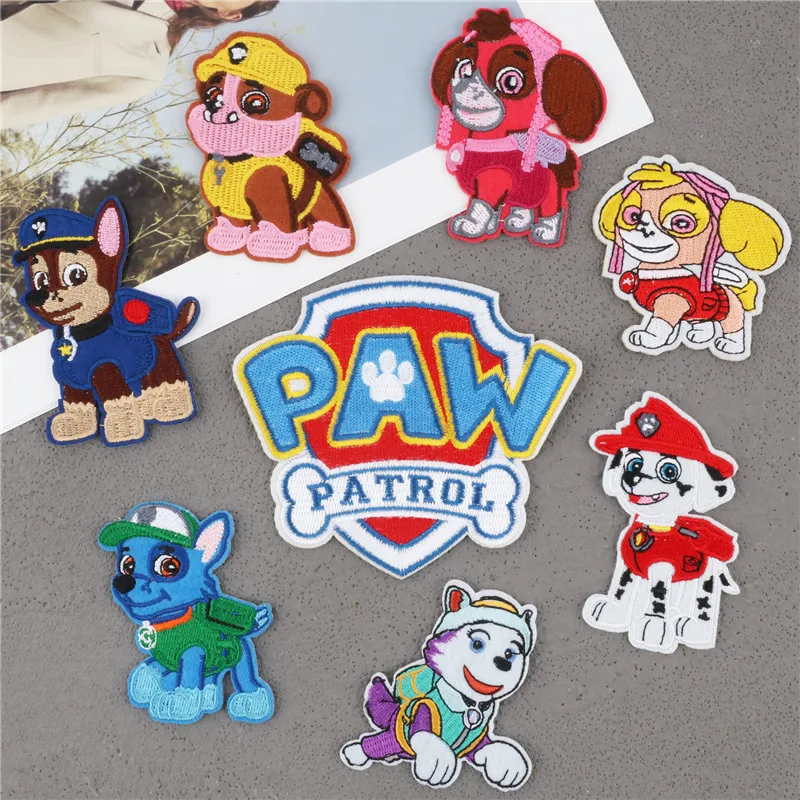 Paw Patrol Patch Cloth 3D Anime DIY Clothes Stickers Sew on Embroidery Patches Applique Iron on Clothing Pants Decor Sewing