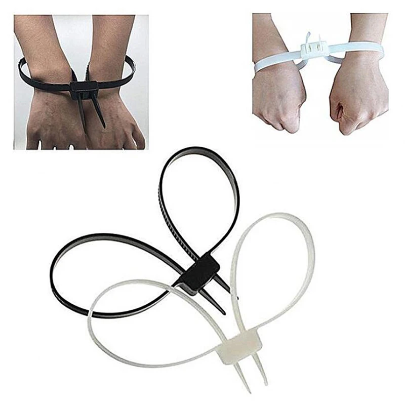 1Pc Plastic Police Handcuffs Double Flex Cuff Handcuffs Zip Tie Nylon