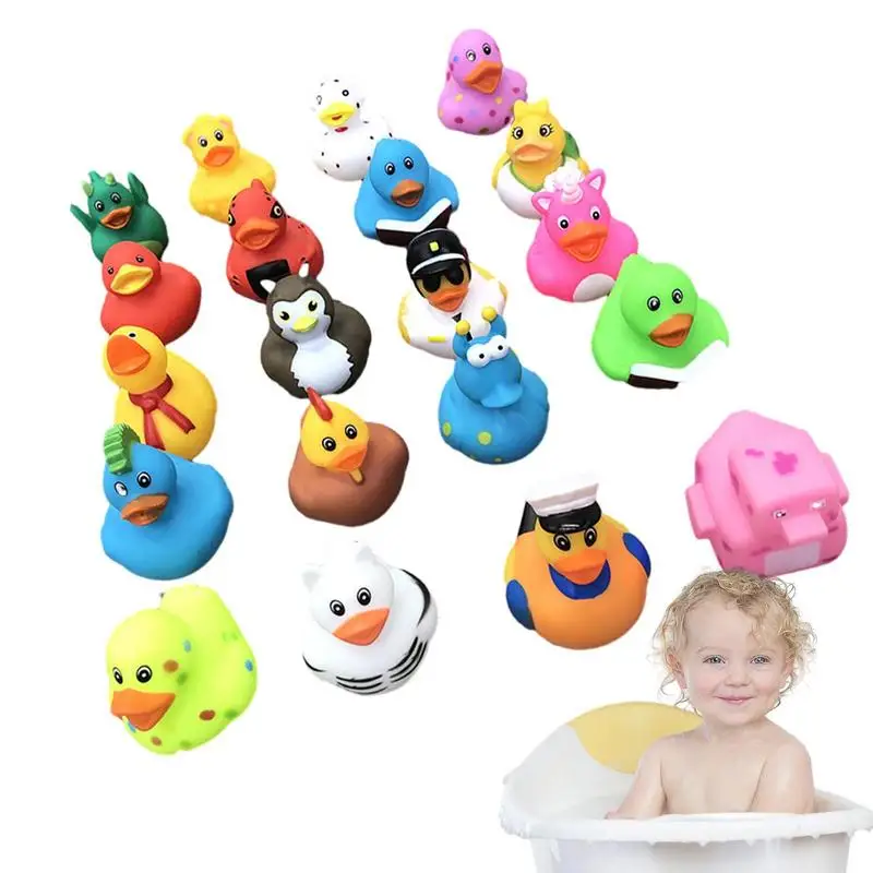 

Rubber Duck Kids Playing Teal Duck Bath Toys Doll Duck Decoration Floating Toys for Toddler Party Favors