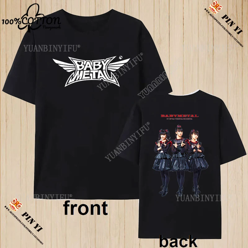 클래식 새 목록 일본 헤비 메탈 아이돌 밴드 BABYMETAL 헤비 메탈 프린트 여성 코튼 티셔츠 스트리트 패션