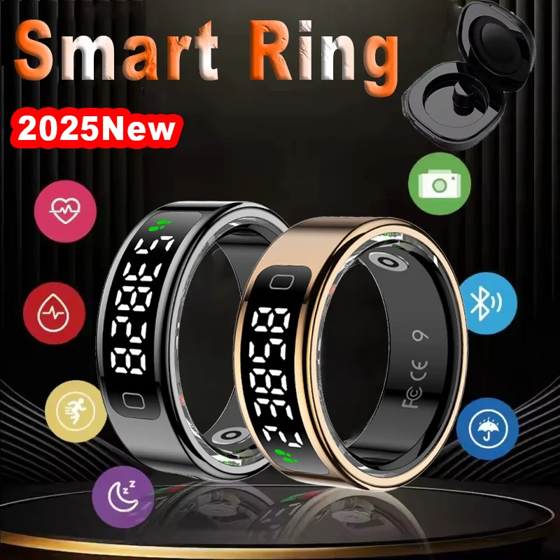 

Новый светодиодный экран, умное кольцо для мужчин и женщин, водонепроницаемое сердечное ритм, кислород в крови, мониторинг сна, мультиспортивный режим, Smartring