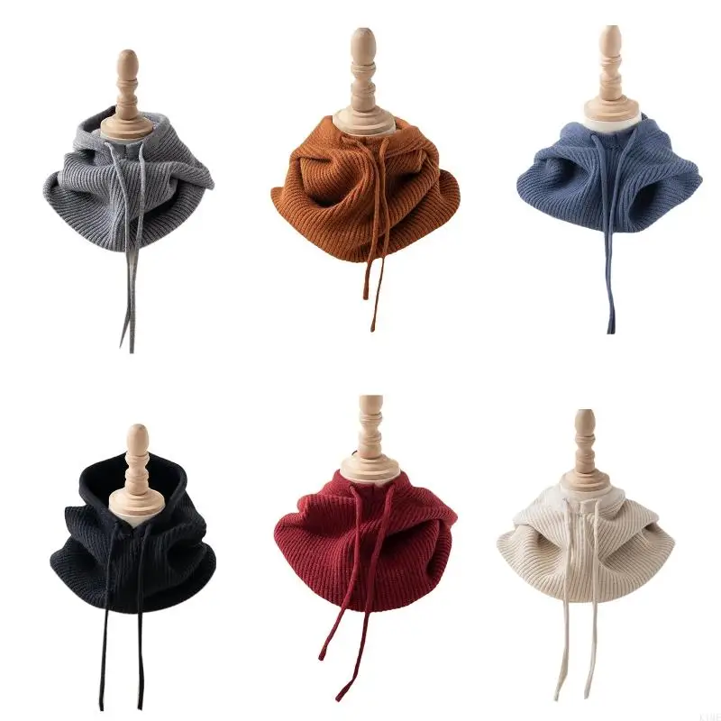 K1ME Women Fake Collars Hooded Scarf Autumn Winter Korean Long Warm Detachable