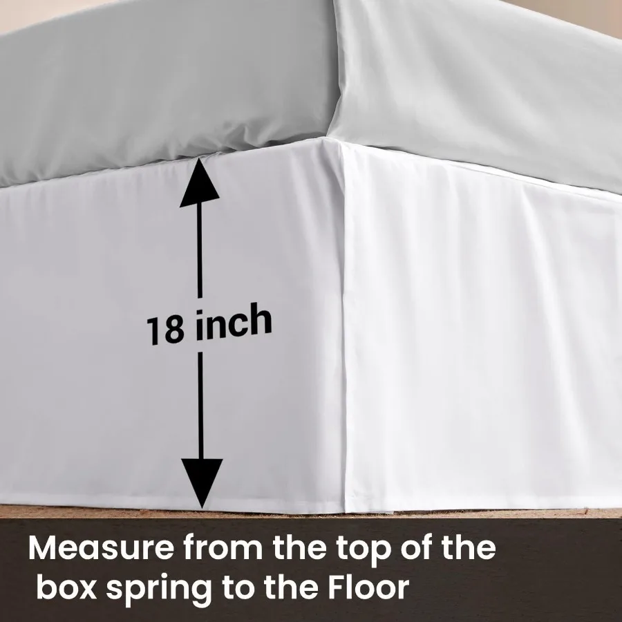 تنورة سرير متدلية مقاس 18 بوصة مقاس كوين لديكور غرفة النوم الحديثة على طراز منصة مع مقاس آمن ومظهر كلاسيكي أنيق #5