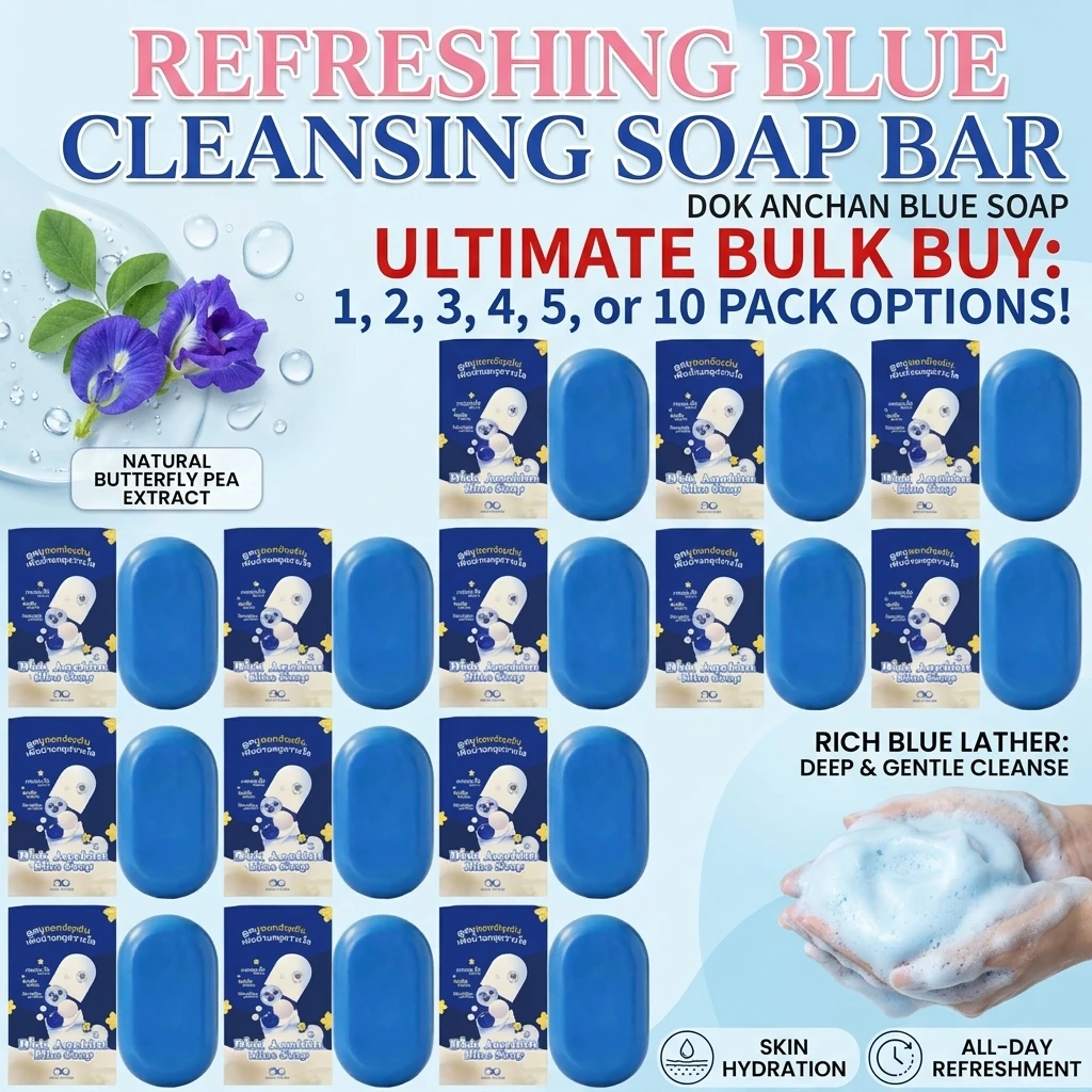 1/2/3/4/5/10PCS Hydrating Blue Skin Care Soap Oil Balancing Refreshing Cleansing Bar for Face and Body Deeply Purifies Pores