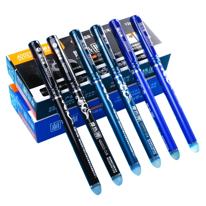 12PCS Erasable Gel Pen Azul Preto Tinta Vermelha 0.5 0.38mm Lavável Handle Caneta Esferográfica Ponta Agulha Rod Estudante Para Escrever Esboço