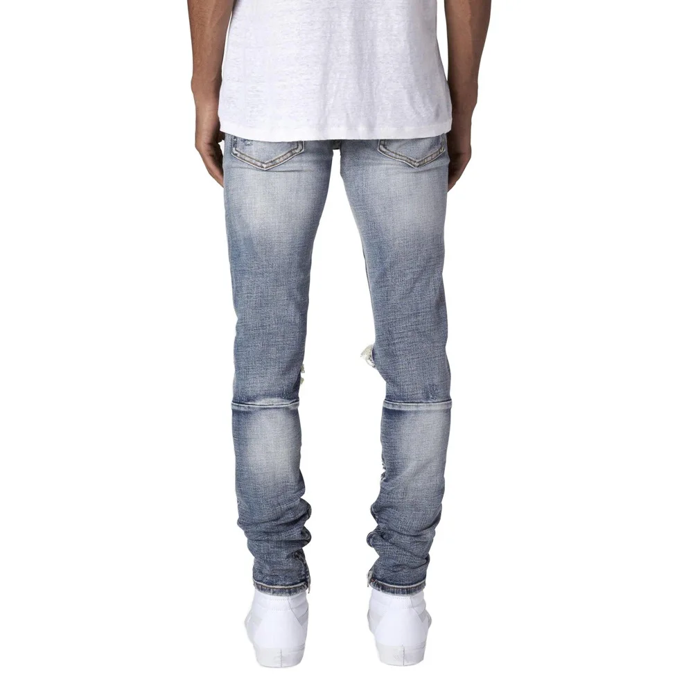 2022 buracos calças de brim masculinas moda magro elástico tendência streetwear jeans rasgados primavera e outono comprimento total denim calças