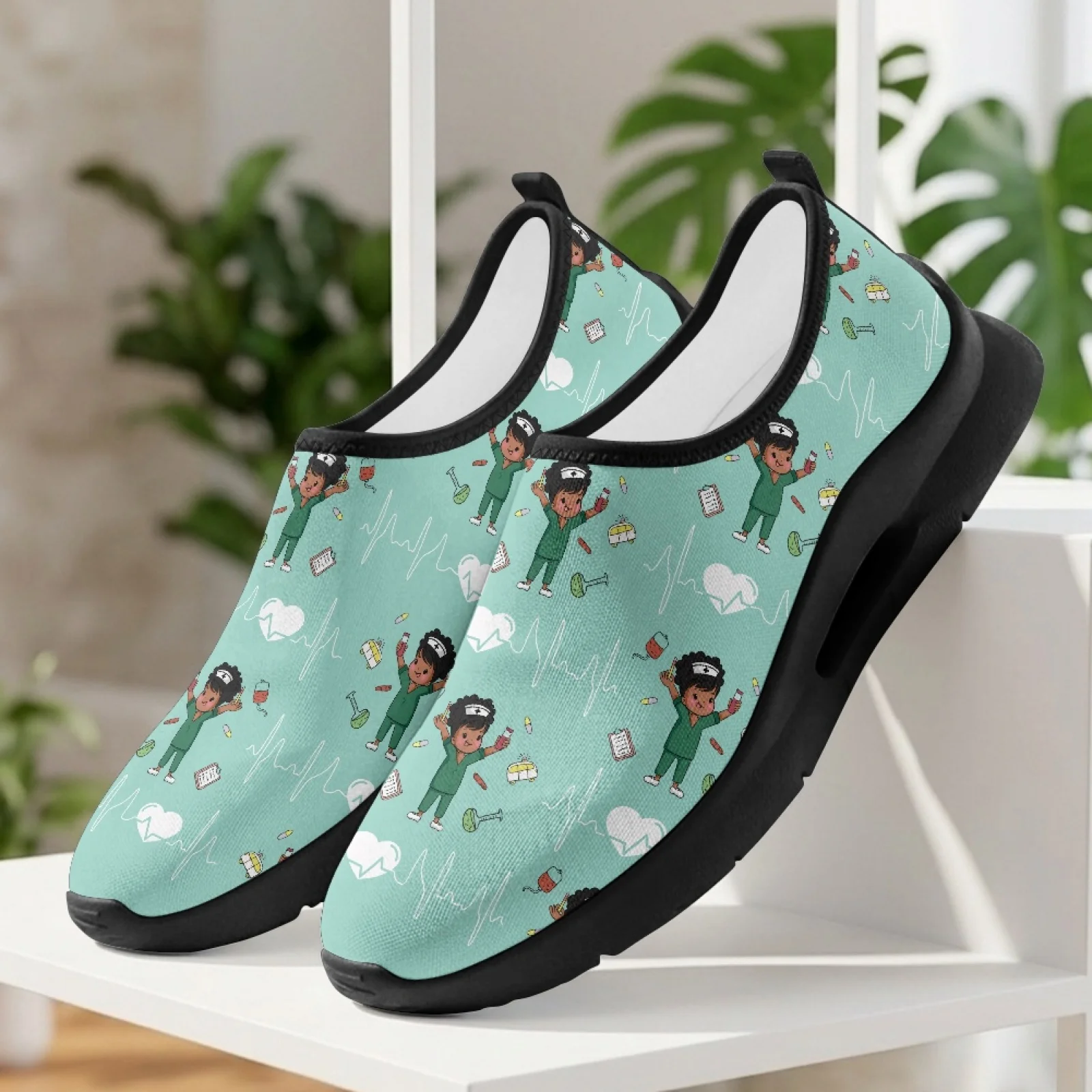 PENSTROLL Nurse Medical Print Slip on Casual Sneakers for Men Outdoor Summer, Soft Casual Shoes