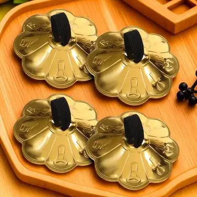

2 Pairs Copper Finger Pull Cymbals Belly Dancing Round Mini Dance Party Dancer Practice