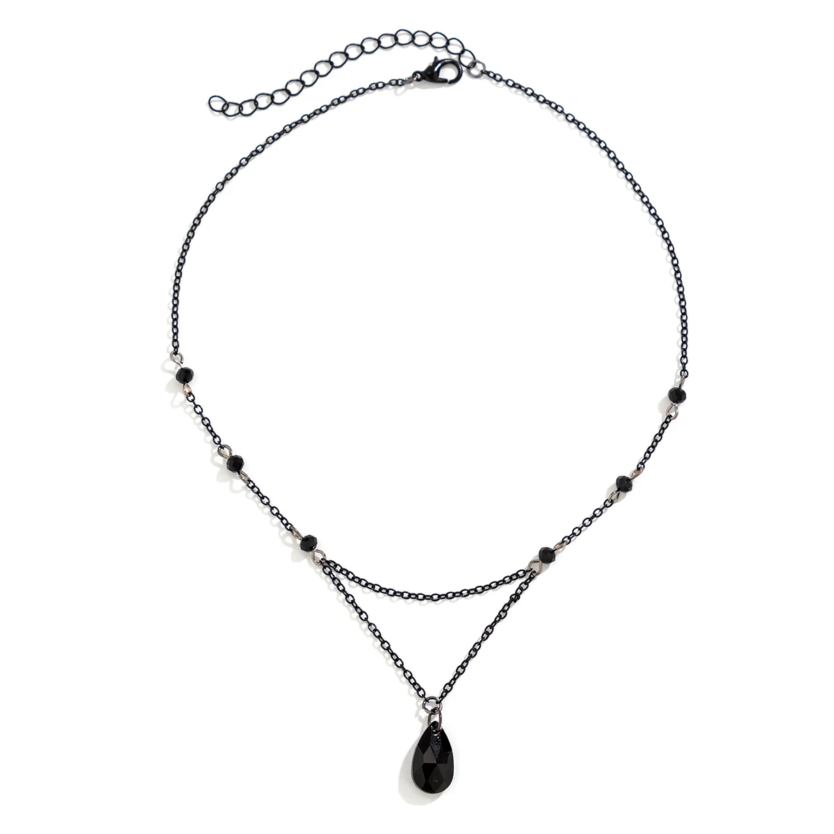 Ingemark mehr schicht ige schwarze Wasser tropfen Kristall Anhänger Choker Halskette Frauen Kragen Vintage Link Choker Y2k Schmuck Zubehör – Detail 11