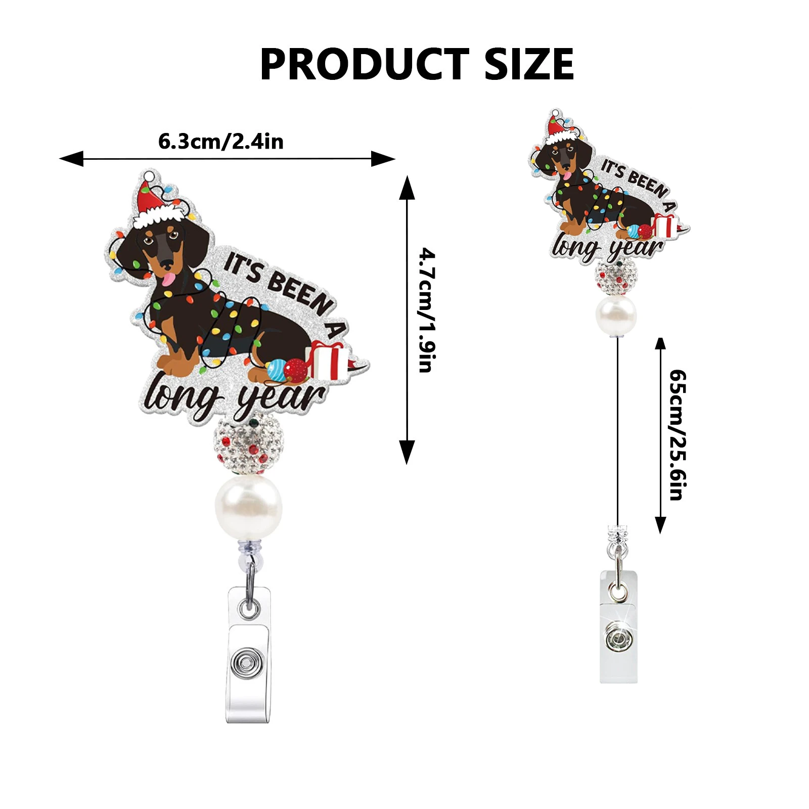 New Christmas Beads Retractable Badge Reel Cute Puppy Tree Badge Reel Holder For Nurse Doctor Student Id Card Badge Holder Clip