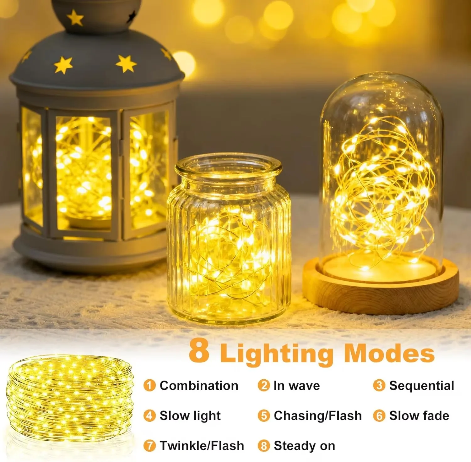 5/20m Rechargeable RGB String Lamp LED Fairy Light String LED Flashing Warmlight Adjustable Dimming forBedroom Christmas Tree
