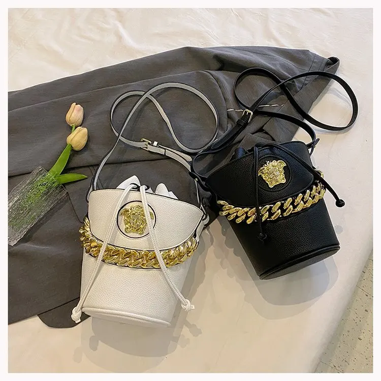 

2025 Solid Color Bucket Bag for Women, Adjustable Chain Crossbody Purse, Chic Versatile Top Handle Bag for Day To Night